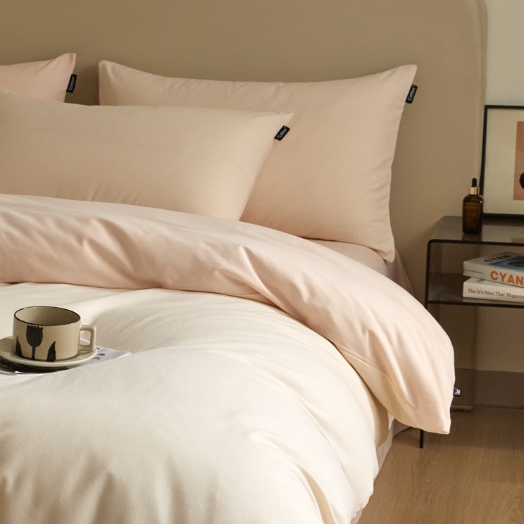 High-end nuevo algodón molido cama gaza de cuatro piezas conjunto de color sólido de doble parche de algodón puro tipo a sábanas de cama 4 suave