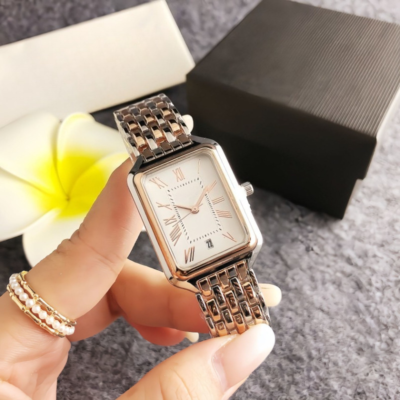 Foreign Trade Women's Watch Square Casual Quartz Watch Retro Roman Scale Steel Band Compact Fashion Girls Watch