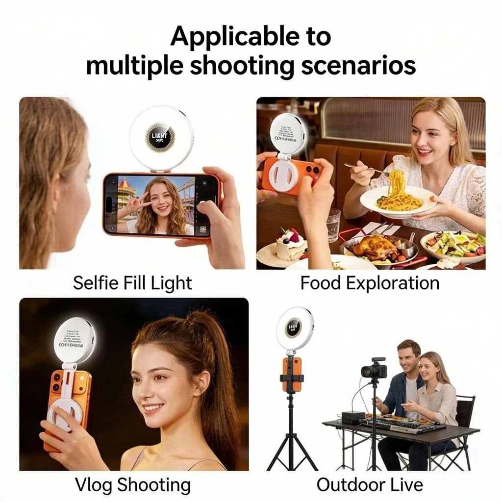 Fotografía portátil foto teléfono móvil iluminación de relleno de larga duración tipo absorción plegable LED transmisión en vivo luz de belleza image 3