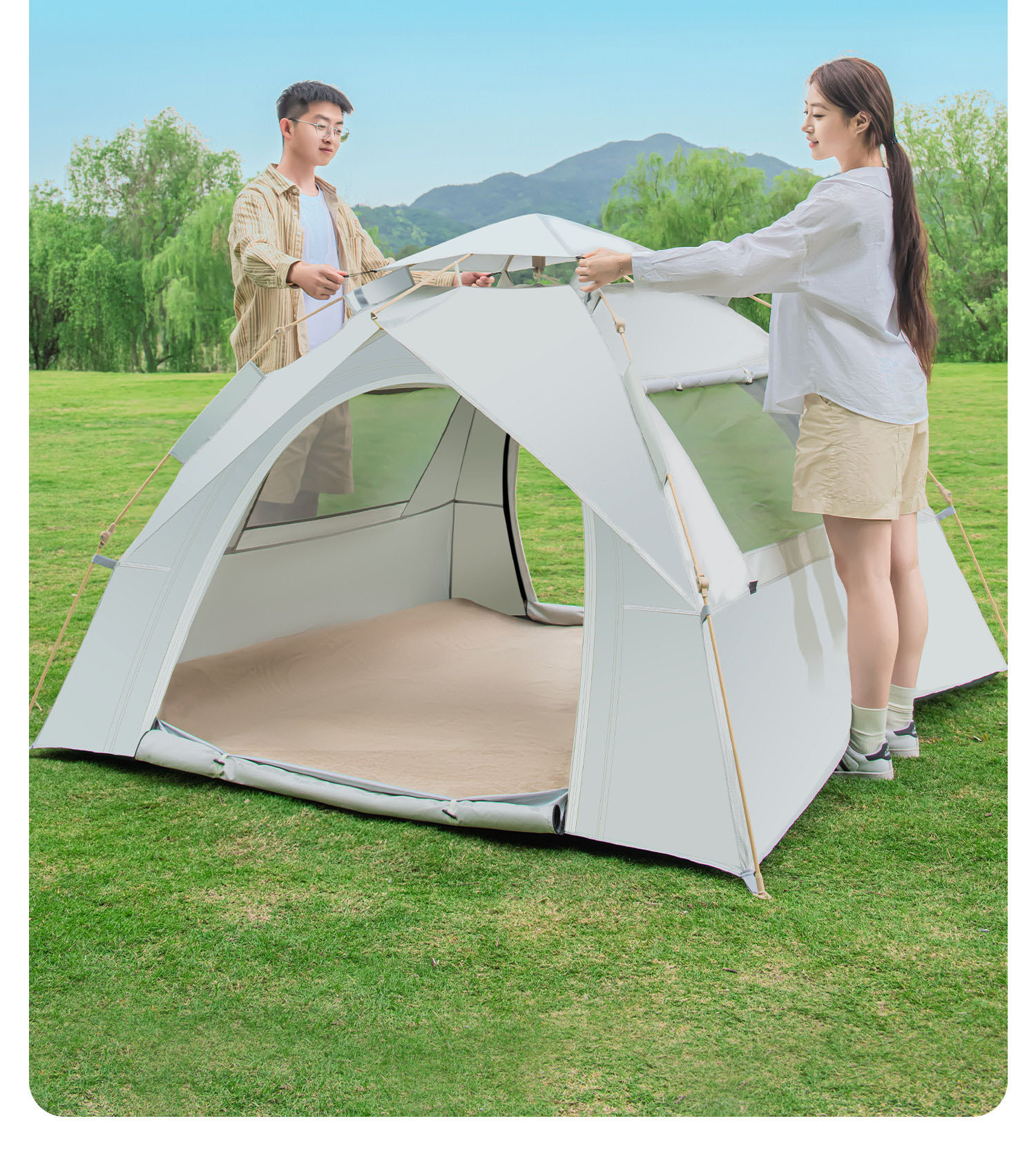 Wandering Bear Tent Outdoor Portable Folding Camping Gear Set for Overnight Camping Automatic Quick Setup Rainproof Indoor