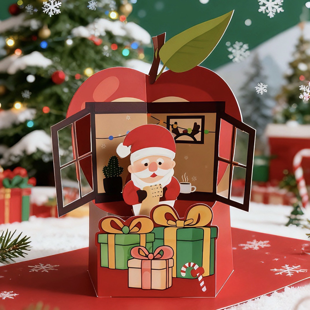 Tarjeta de Navidad Santa 3D tarjeta de Navidad tarjeta de regalo de Nochebuena tarjeta de felicitación