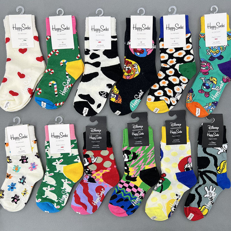 HappySocks Children's Socks Cartoon Animation Cute Children's Socks Boys and Girls Baby Four Seasons Mid-length Socks All-match Trendy Socks