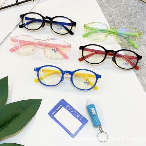 Colorful Children's Online Class Cute Silicone Soft Leg Anti-Blue Light Glasses Computer Phone Eye Protector for Boys and Girls Elementary Students