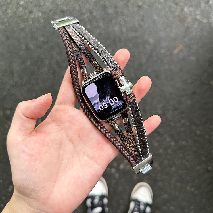 Suitable for applewatchs9 Apple Watch Band iwatch8765 Generation SE Leather Creative Bracelet for Men and Women