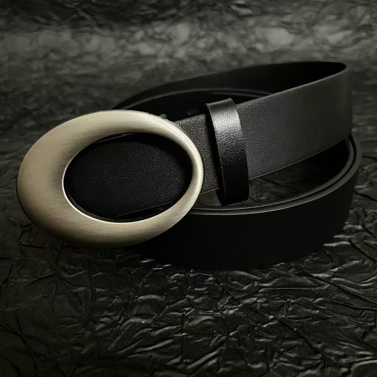 Belt, black retro fashionable jeans, Korean style, simple and elegant design