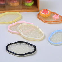 树脂配件奶油胶配饰卡通diy创意小摆件饰品装饰透色彩色雕花盘子