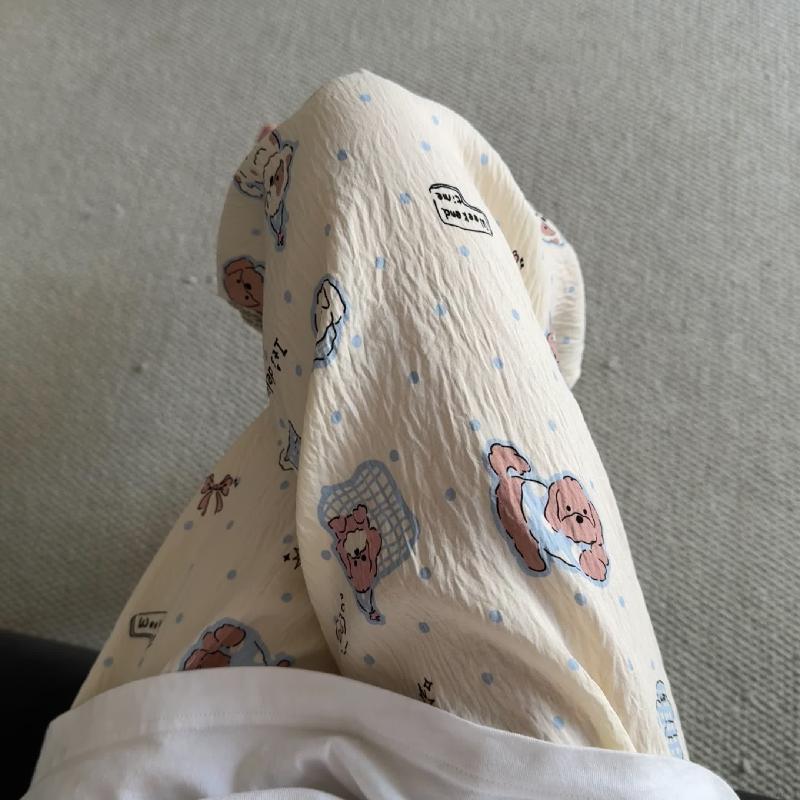 Primavera y verano · Pantalones de pijama casuales para mujeres pantalones a prueba de mosquitos rojos en línea 2025 nuevos pantalones caseros para llevar