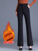 大品牌微喇休闲裤女2025秋冬新款高腰显瘦弹力一体绒保暖女士西裤