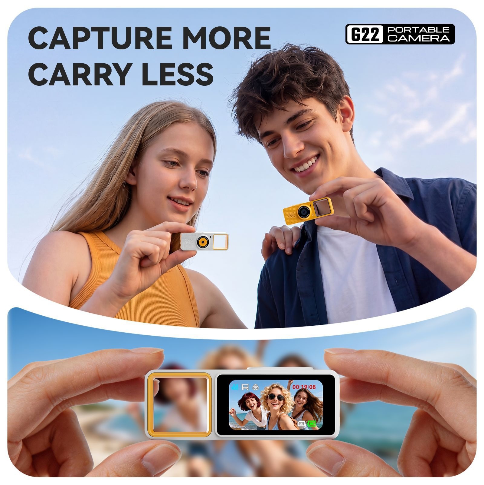 Mini Cámara de Pulgar Deportiva para Niños G22 de ABS con Video y Filtros
