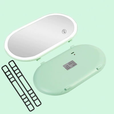 Sun visor rearview mirror HD LED light touch light - green