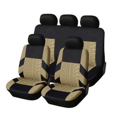 Foreign Trade Simple Universal Seat Cover with Pressed Pattern Fabric, Durable and Stain-Resistant Five-Seater Car Seat Cover Wholesale (Universal seat cover) - off-white-2-piece-set-front-single-seat