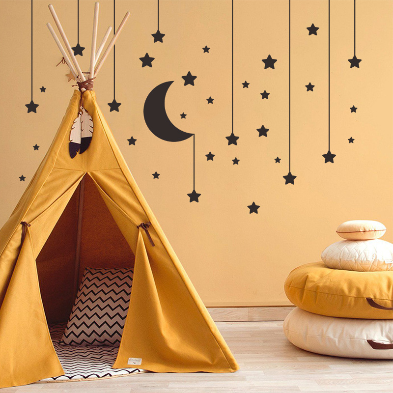 Simple Star Moon Pendant Bedroom Wall Stickers display picture 7