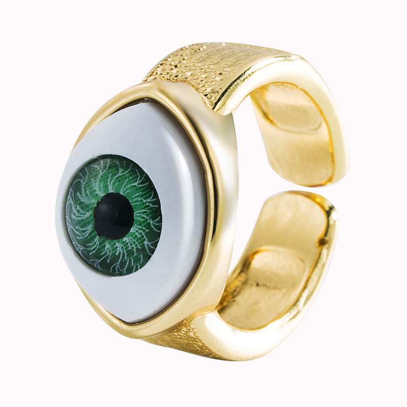 Moda Ojos En Forma De Corazón Concha De Cobre Anillo Abierto De Circonita Con Incrustaciones Micro display picture 8