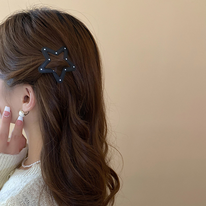 黑白波点星星发夹额前碎发刘海夹可爱通勤BB夹甜酷辣妹潮流发饰女详情26