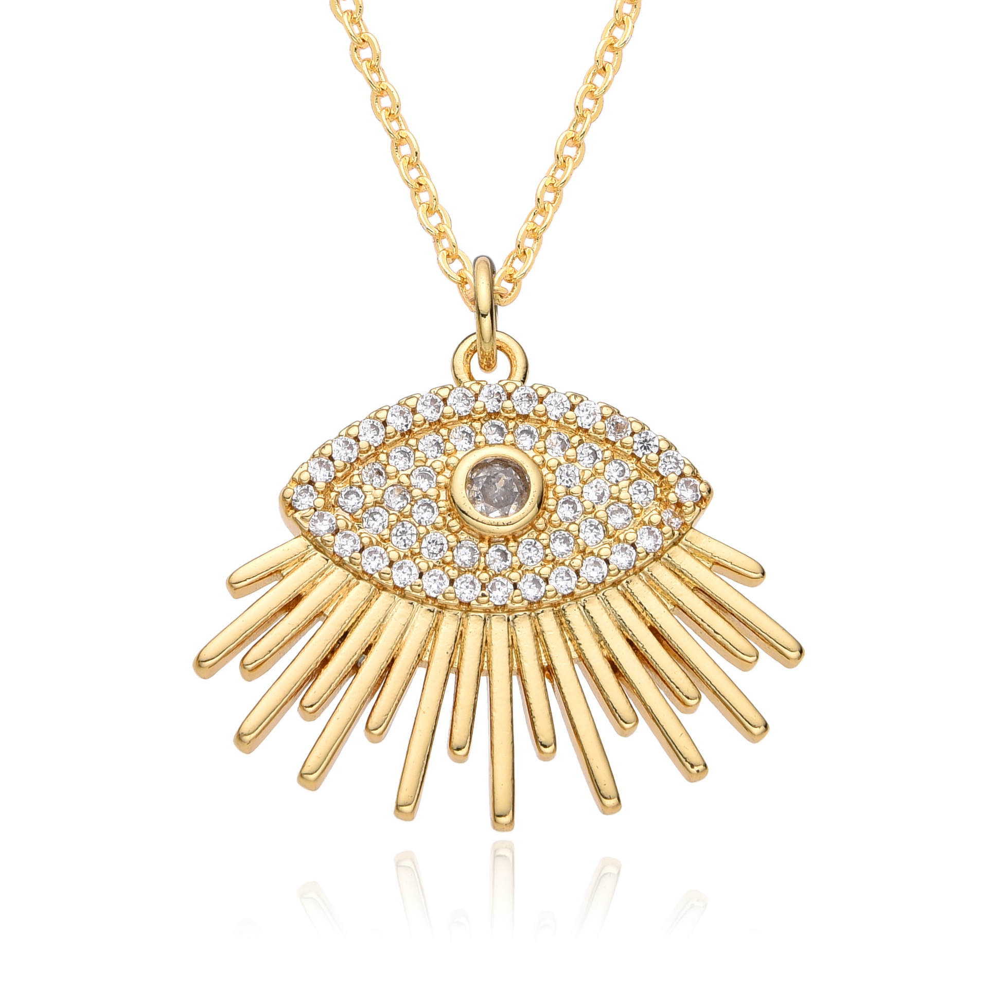 15g Weight Zircon Inlay Material Pendant Necklace Classification cable chain Chain Type 1 Piece Quantity Daily Occasion Copper Material Eye Pattern Women's Gender Plating, Inlay Design Retro, Classic Style Style Copper Retro Classic Style Eye Plating Inlay Zircon Pendant Necklace 6