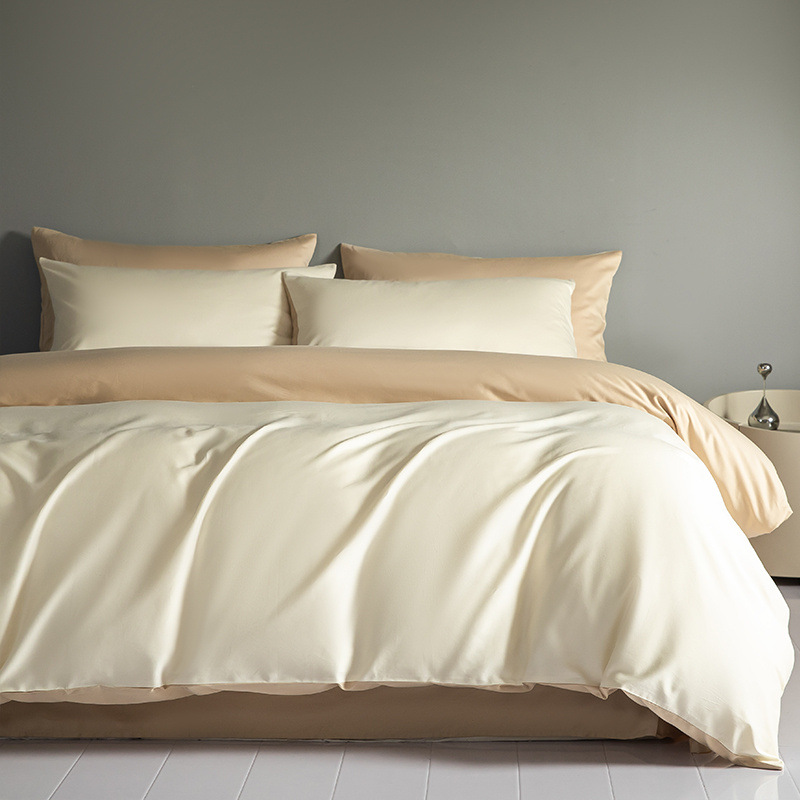 100 traje de cama de satén de algodón de fibra larga de cuatro piezas de algodón puro 2025 nuevo traje de tres piezas de funda de edredón de sábana de lujo ligero 4