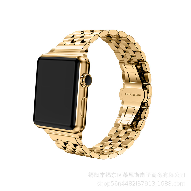 Aplicable a Apple Watch Samsung S1 Huawei nueva correa de reloj inteligente de acero inoxidable de metal de cinco cuentas
