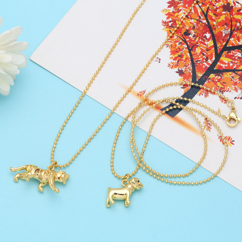 Fashion Cute Puppy Tiger Pendant Clavicle Chain Copper Necklace