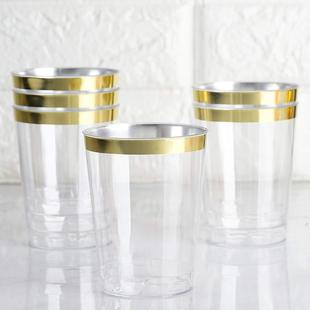 10oz/300ML disposable water cup golden edge plastic PS air Cup beverage cup beer cross-border foreign wine