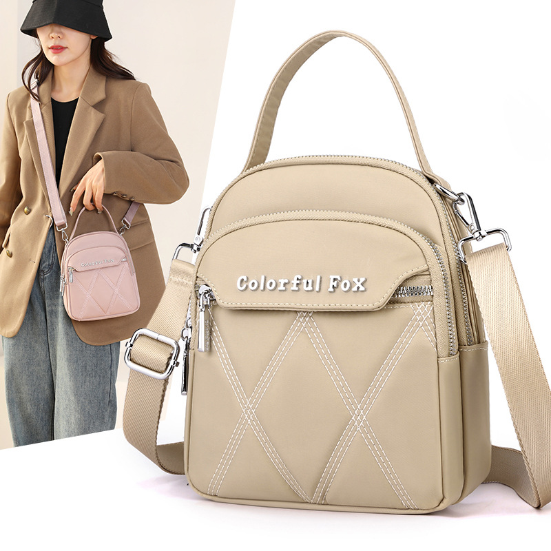 Borsa a tracolla ricamata per il cambio delle chiavi, da donna, per il tempo libero all'aperto, con tracolla multistrato, edizione coreana, colorata Fox_voghion.com