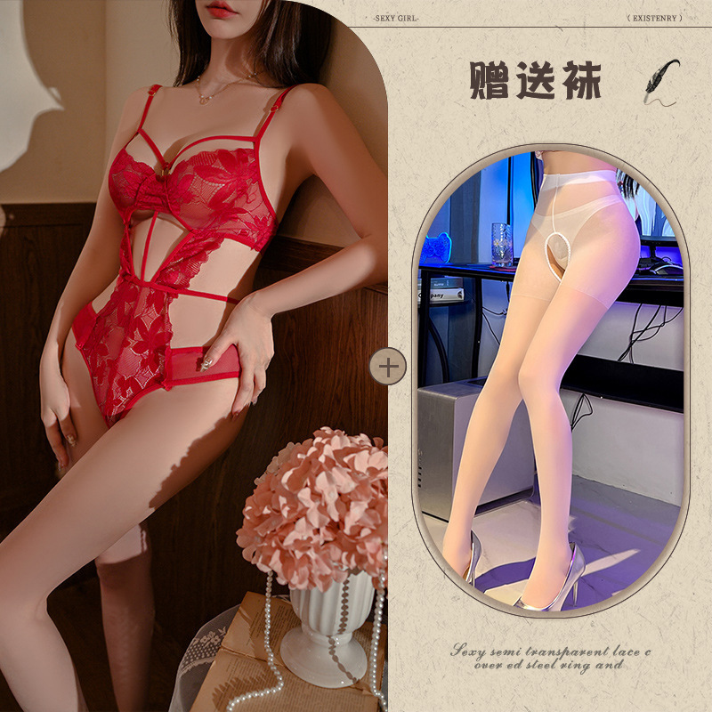 빨간색 + 흰색 오픈 양말