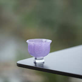 琉璃茶杯品茗杯高颜值中式精致女士主人杯水晶玻璃紫色单杯