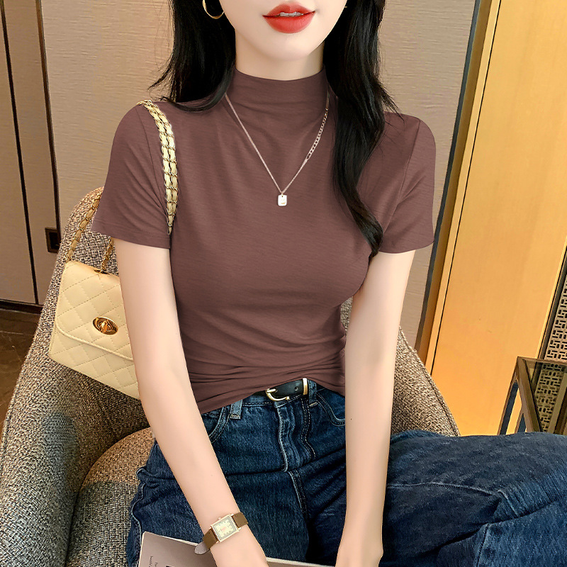 커피 하프 터틀넥 반소매