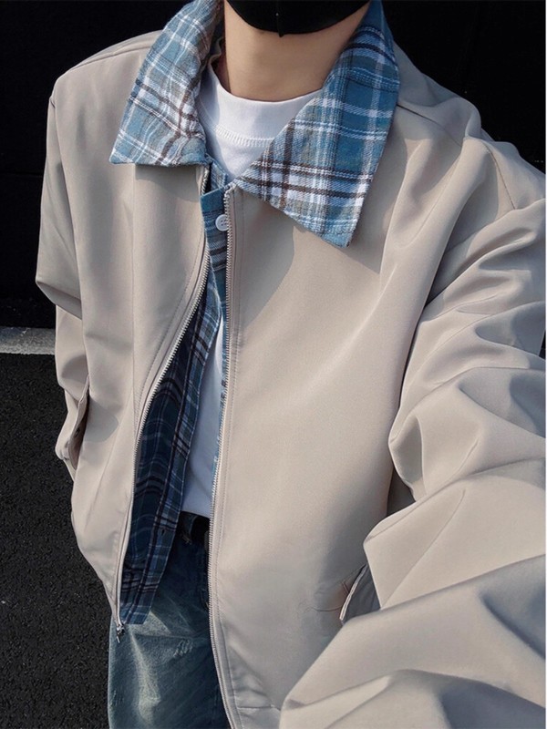 老钱风假两件外套男2025春秋新款拼接撞色宽松cleanfit飞行服夹克|undefined