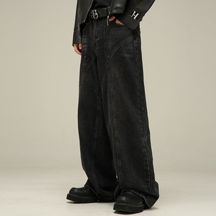 American Niche Loose Pants for Men with a Minimalist Design, High-End Trendy Brand, Stylish and Cool Streetwear, Plus-Size Jeans