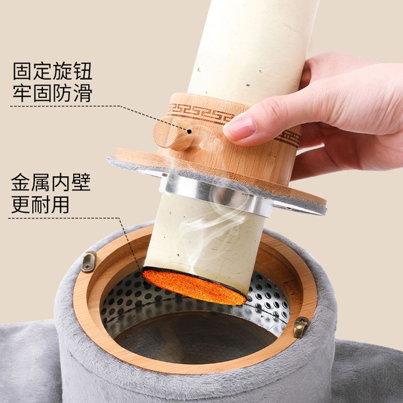 Thunder Fire Moxibustion Device Wooden Hanging Moxa Tube with 6cm Moxa Stick for Abdominal Warming details