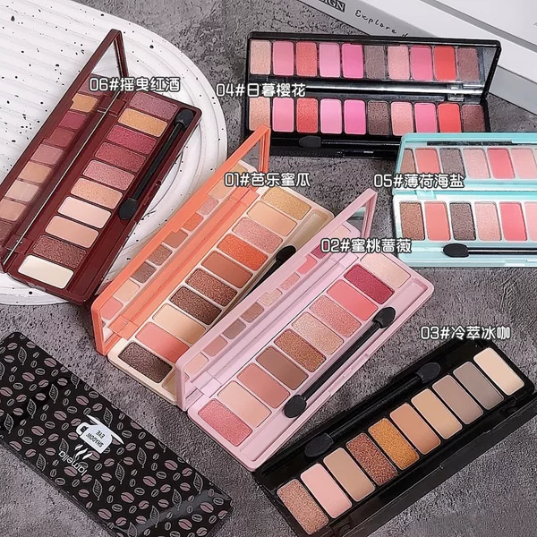 3596 # Lamela 10-Color Eyeshadow Palette, Candy-Colored Eyeshadow Palette, Eyeshadow with Pearlescent and Matte Finishes