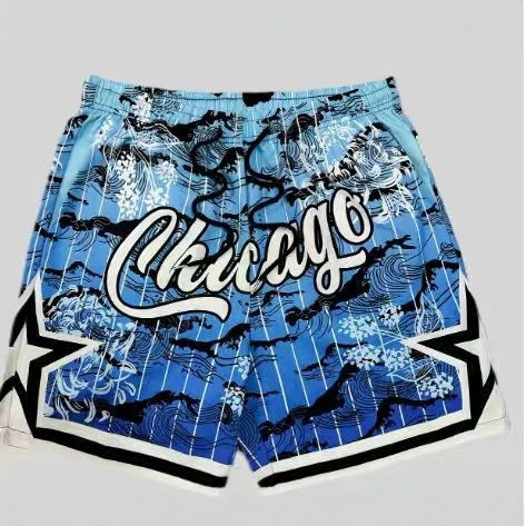 Cross-Border 3D Printed American-Style Summer Graffiti Print Loose High Street New Shorts Men's Shorts with Lettering Four-Way Stretch