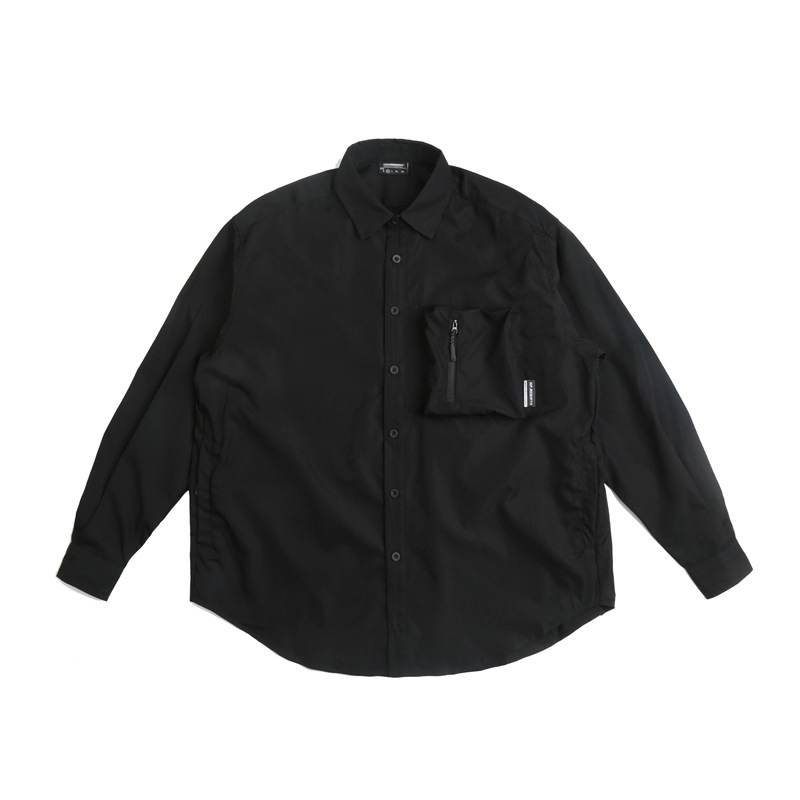 NP hombres otoño e invierno nuevo estilo japonés camisa suelta cityboy multi-Bolsillo camisa de moda marca camisa de manga larga para hombres y mujeres