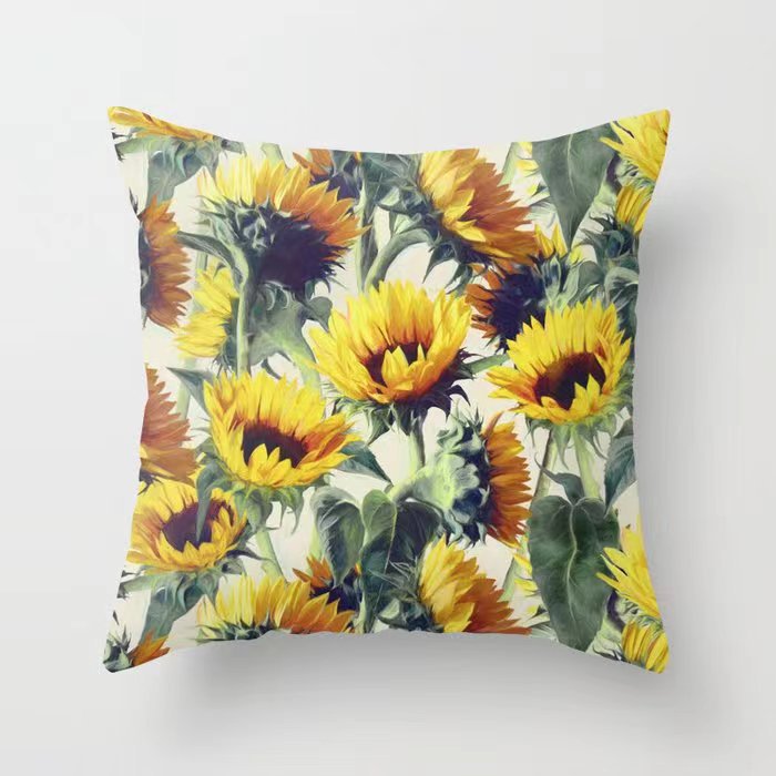 Girasol amarillo girasol funda de almohada Nordic casa estilo melocotón piel sofá del coche cojín cubierta image 26