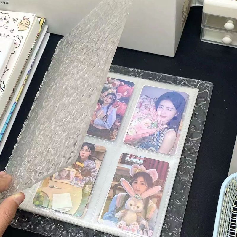 水の波紋透明カードブック 3inch アクリルアイドル追跡フォトアルバム A5 クリスタル収納ブック四方格子ルーズリーフブック|undefined