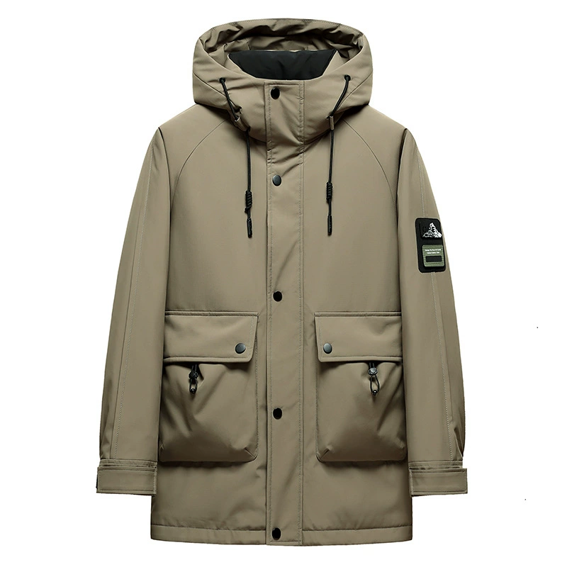 Большие имена того же подлинного мужского пуховика длинная толстая новая зимняя мода оснастка теплая ветрозащитная куртка