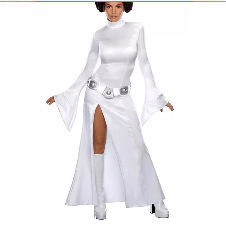 Star Wars cosplay performance costume women's Princess Leia white dress adult children's dress