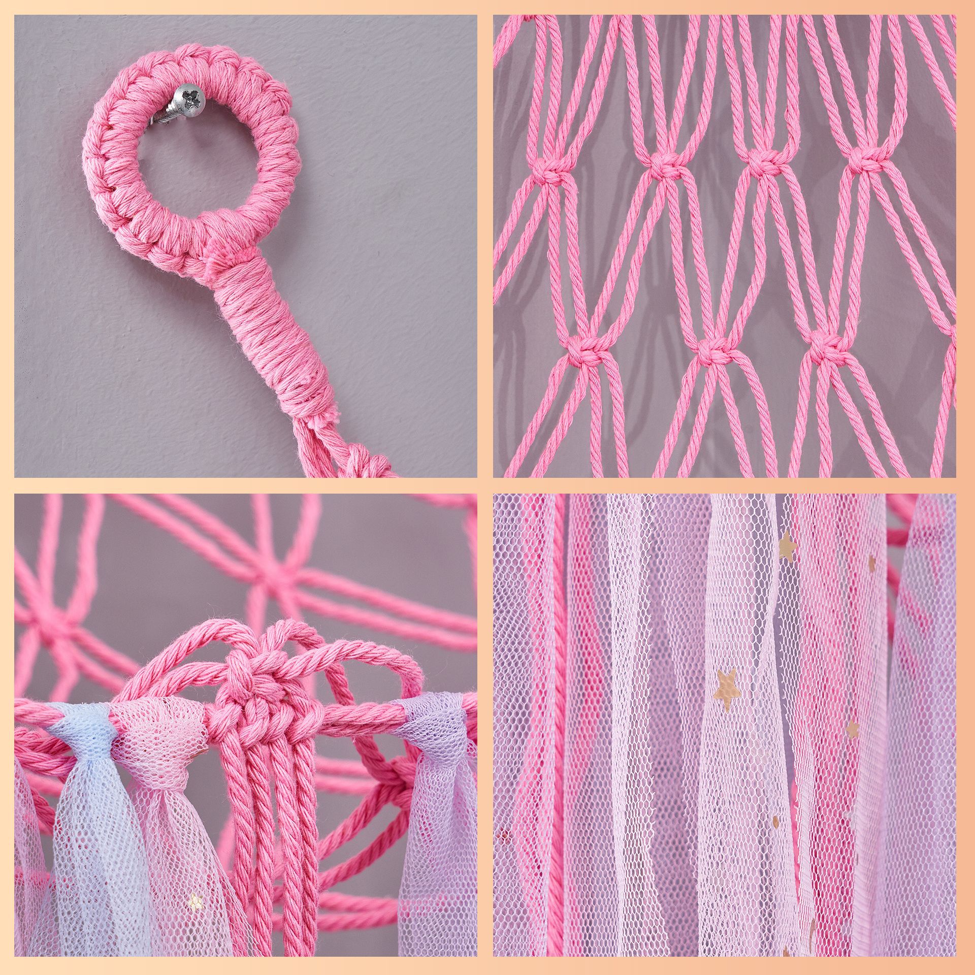 Cross-border floating band toy net bag Plush toy handmade woven triangular hammock Bohemian hanging hammock