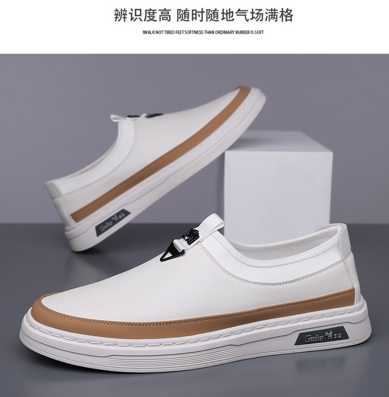 Giày sneaker nam cổ thấp dáng giày ván, mũi tròn, dây buộc, mặt da mềm — GX367 màu trắng, GX367 màu đen chi tiết 13