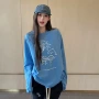 印花圆领宽松小众t恤