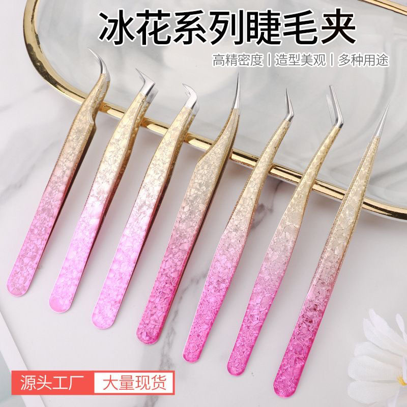 Stainless steel precision grafting false eyelash ice flower gold feather clip dolphin clip beauty salon special tool medium eyelash tweezers