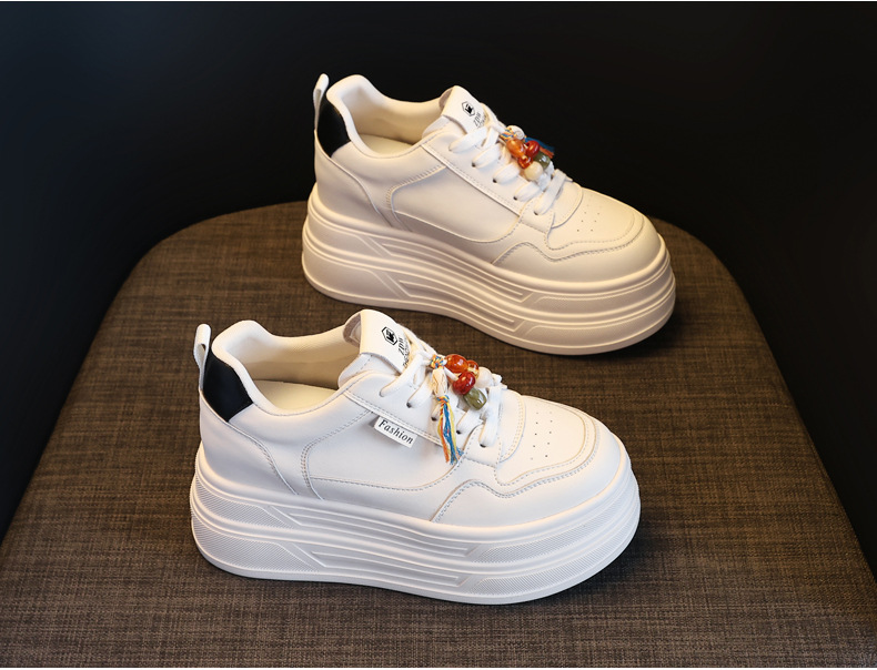 Giày sneaker nữ đế dày tăng chiều cao đa năng màu be, gót 9.5 cm — màu be chi tiết 5