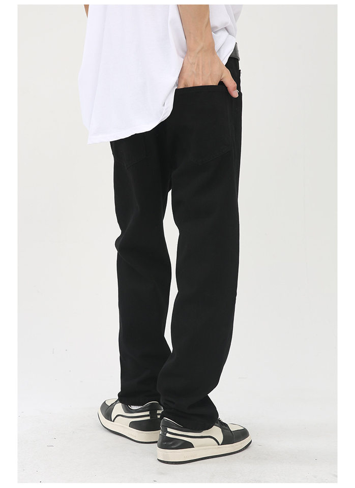 Quần jean nam ống thẳng lửng 9 tấc cạp vừa phong cách Hàn Quốc — Màu xám, Màu đen, Xanh denim, Xanh lam đậm chi tiết 9