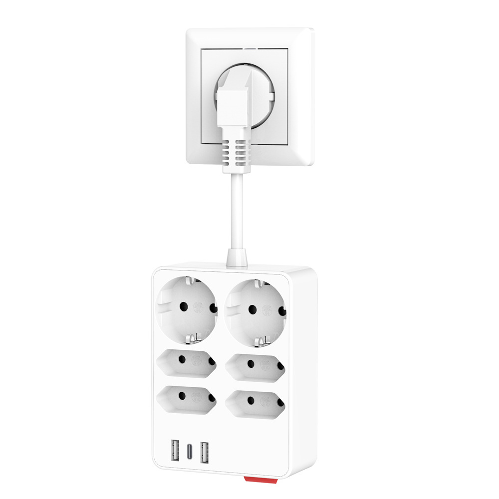 2022新款排短线欧式插排带开关 16A  2USB+TYPE-C接口
