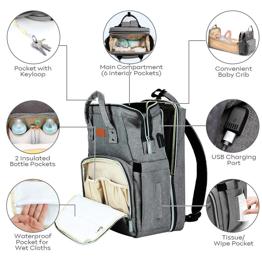 Folding Mummy Bag Bed Bag Cross border Hot Sale Multi functional Foldable Mother Infant Bag Waterproof Large Capacity Mummy Backpack