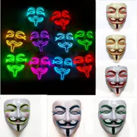 EL светящийся V-образный вендетт маска Хэллоуин карнавальная ночь флуоресцентный светящийся танец призраков для мужчин и женщин