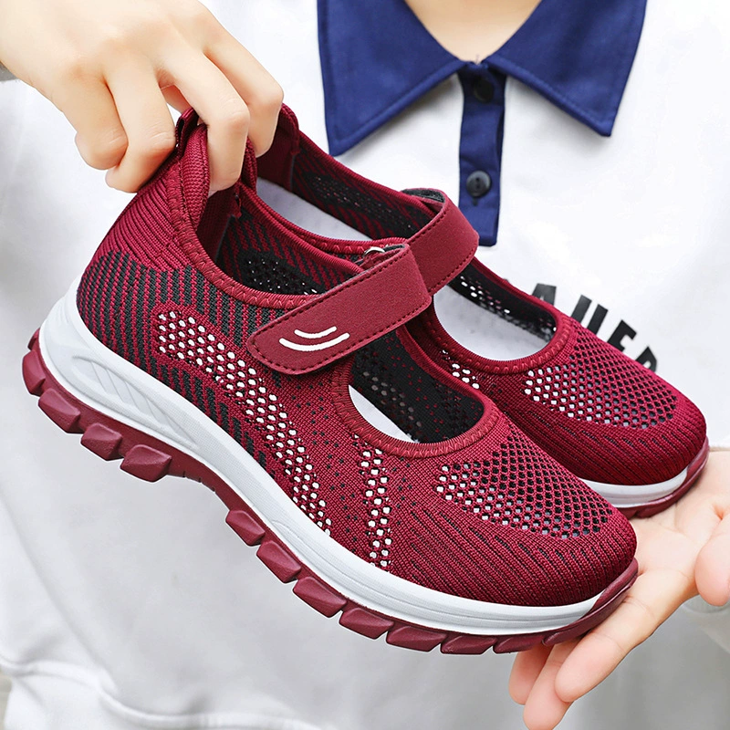 Universal footwear, summer breathable shoes for mother for leisure, for middle age, soft sole