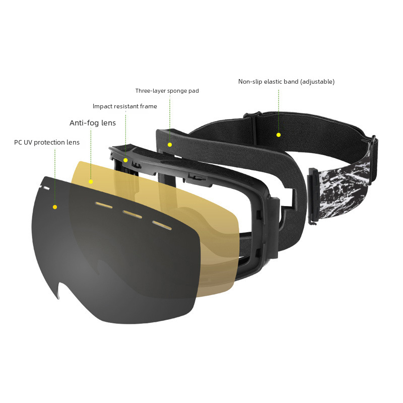 Ski goggles Double-layer anti-fog spherical ski glasses for men and women for outdoor mountaineering windproof eye protection Mirror Gear_voghion.com