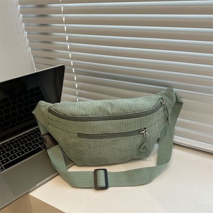 Crossbody Bag Autumn and Winter Corduroy Bag 2025 New Chest Bag Women's Japanese Style Shoulder Bag Student Outing Work Clothing Bag