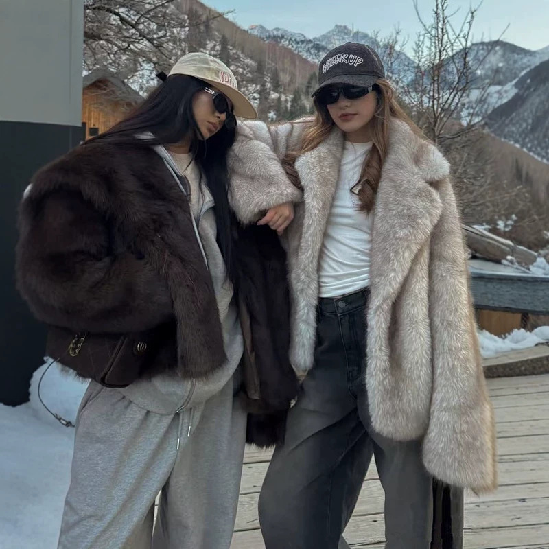 European and American Autumn and Winter New Fur Coats for Women, Loose Mid-Length Faux Fur Jackets, Fox Fur Coats European and American Autumn and Winter New Fur Coats for Women, Loose Mid-Length Faux Fur Jackets, Fox Fur Coats